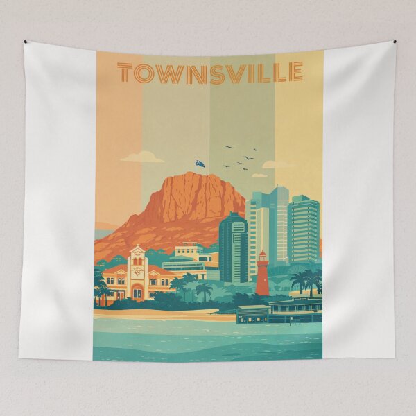 Item preview, Townsville Skyline with Castle Hill, Lighthouse and Government Buildings designed and sold by Places On Earth.