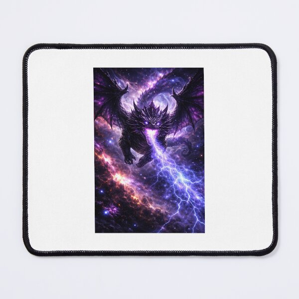 Item preview, A cosmic shadow dragon charges toward the viewer, glowing with violet energy amid stars and nebulae. This original digital fantasy artwork captures epic motion and dark cosmic power. designed and sold by EternalDragons.