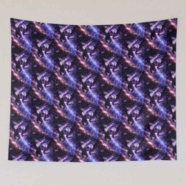 Item preview, A cosmic shadow dragon charges toward the viewer, glowing with violet energy amid stars and nebulae. This original digital fantasy artwork captures epic motion and dark cosmic power. designed and sold by EternalDragons.