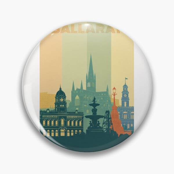 Item preview, Ballarat Cityscape with Craig’s Royal Hotel, Fountain and Cathedral Spires designed and sold by Places On Earth.