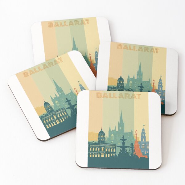 Item preview, Ballarat Cityscape with Craig’s Royal Hotel, Fountain and Cathedral Spires designed and sold by Places On Earth.