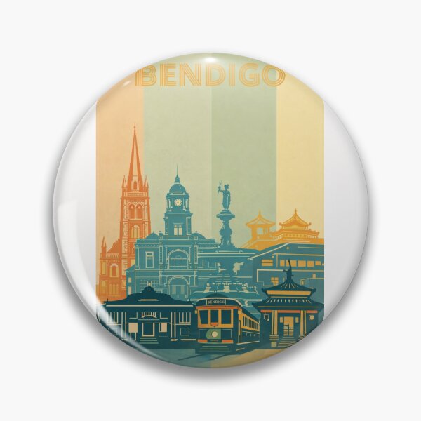 Item preview, Bendigo Architecture with Tram, Chinese Temple and Sacred Heart Cathedral designed and sold by Places On Earth.