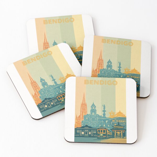 Item preview, Bendigo Architecture with Tram, Chinese Temple and Sacred Heart Cathedral designed and sold by Places On Earth.