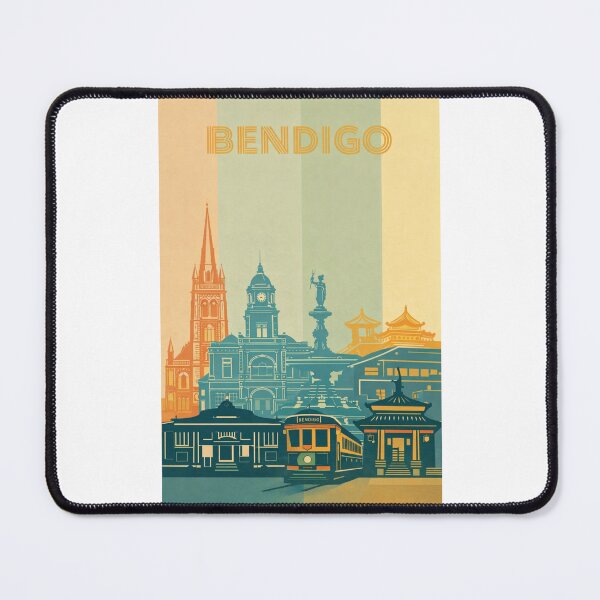 Item preview, Bendigo Architecture with Tram, Chinese Temple and Sacred Heart Cathedral designed and sold by Places On Earth.