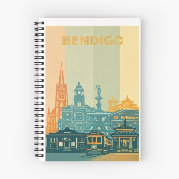 Item preview, Bendigo Architecture with Tram, Chinese Temple and Sacred Heart Cathedral designed and sold by Places On Earth.