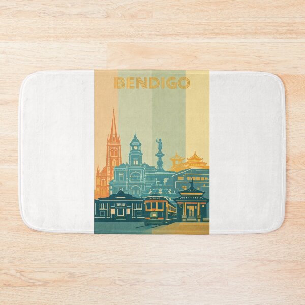 Item preview, Bendigo Architecture with Tram, Chinese Temple and Sacred Heart Cathedral designed and sold by Places On Earth.