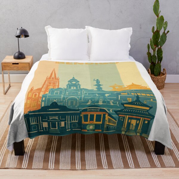 Item preview, Bendigo Architecture with Tram, Chinese Temple and Sacred Heart Cathedral designed and sold by Places On Earth.