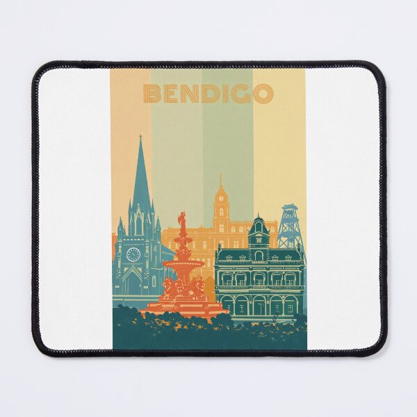 Item preview, Bendigo Historic Skyline with Cathedral, Shamrock Hotel and Fountain designed and sold by Places On Earth.
