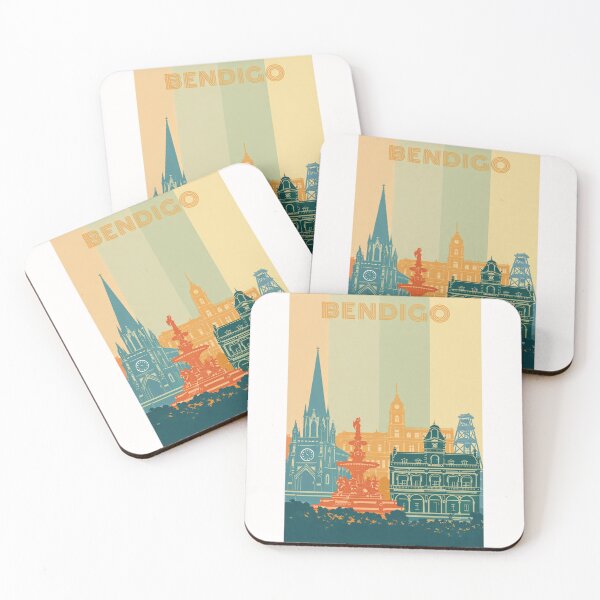 Item preview, Bendigo Historic Skyline with Cathedral, Shamrock Hotel and Fountain designed and sold by Places On Earth.