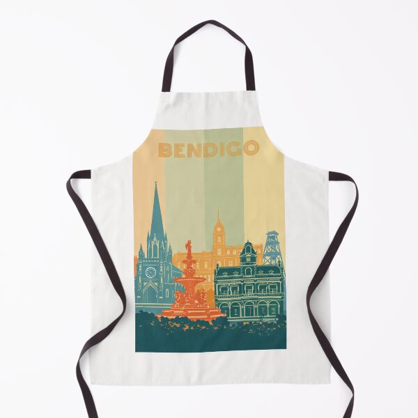 Item preview, Bendigo Historic Skyline with Cathedral, Shamrock Hotel and Fountain designed and sold by Places On Earth.