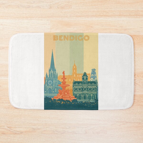 Item preview, Bendigo Historic Skyline with Cathedral, Shamrock Hotel and Fountain designed and sold by Places On Earth.