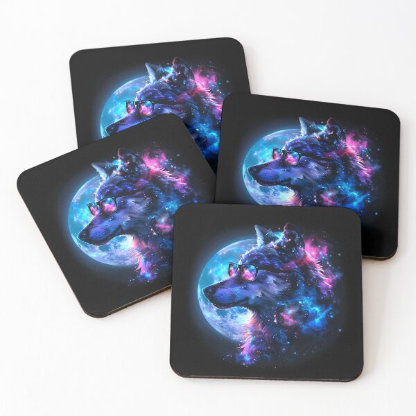 Item preview, Cosmic Wolf with Glasses – Dark Spectrum Galaxy Art designed and sold by PSYNOVA.