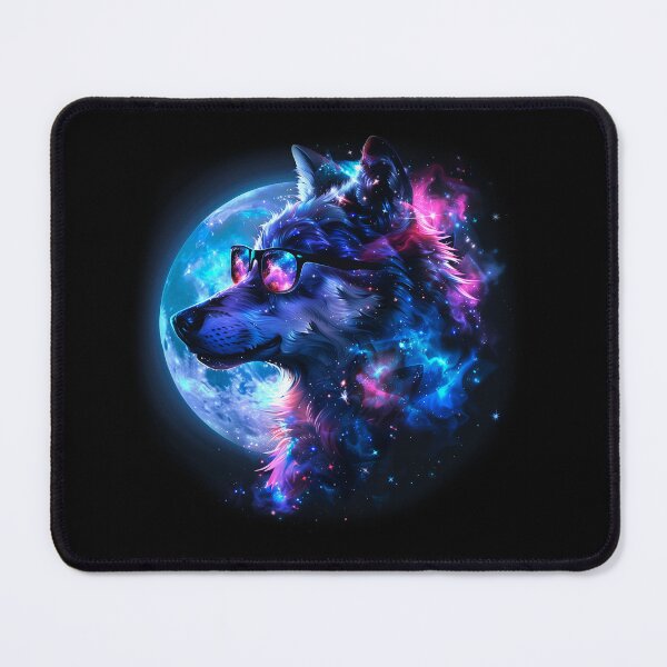 Item preview, Cosmic Wolf with Glasses – Dark Spectrum Galaxy Art designed and sold by PSYNOVA.