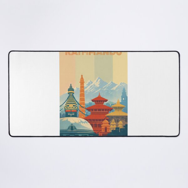 Item preview, Kathmandu Temples with Boudhanath Stupa, Dharahara Tower and Himalayas designed and sold by Aryabek.