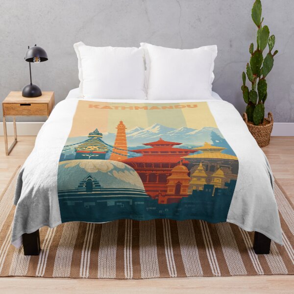 Item preview, Kathmandu Temples with Boudhanath Stupa, Dharahara Tower and Himalayas designed and sold by Aryabek.