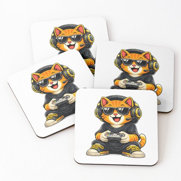Item preview, Stylish orange cat – Sunglasses & gaming controller designed and sold by Hosharu Gaming.