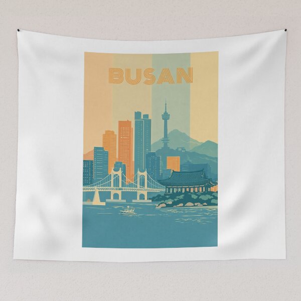 Item preview, Busan Skyline with Gwangan Bridge, Busan Tower and Traditional Pavilion designed and sold by Aryabek.