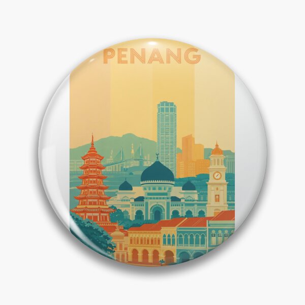Item preview, Penang Heritage Scene with KOMTAR Tower, Kapitan Keling Mosque and Kek Lok Si designed and sold by Aryabek.