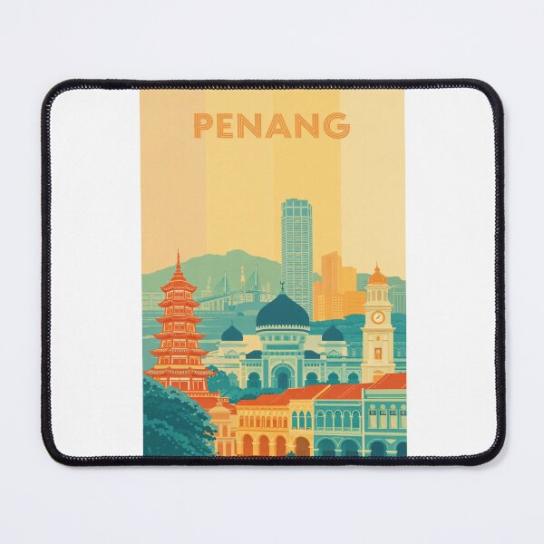 Item preview, Penang Heritage Scene with KOMTAR Tower, Kapitan Keling Mosque and Kek Lok Si designed and sold by Aryabek.