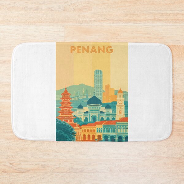 Item preview, Penang Heritage Scene with KOMTAR Tower, Kapitan Keling Mosque and Kek Lok Si designed and sold by Aryabek.