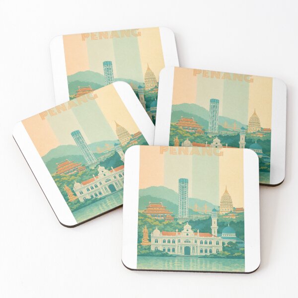 Item preview, Penang Iconic Landmarks with City Hall, Kek Lok Si Pagoda and Penang Bridge designed and sold by Aryabek.