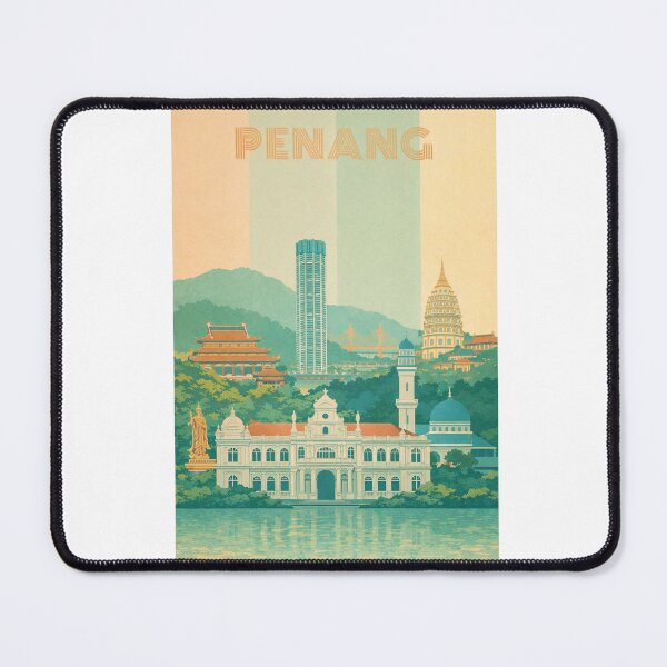 Item preview, Penang Iconic Landmarks with City Hall, Kek Lok Si Pagoda and Penang Bridge designed and sold by Aryabek.