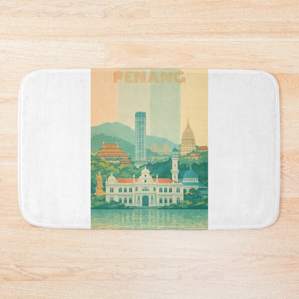 Item preview, Penang Iconic Landmarks with City Hall, Kek Lok Si Pagoda and Penang Bridge designed and sold by Aryabek.