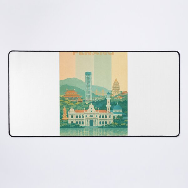Item preview, Penang Iconic Landmarks with City Hall, Kek Lok Si Pagoda and Penang Bridge designed and sold by Aryabek.
