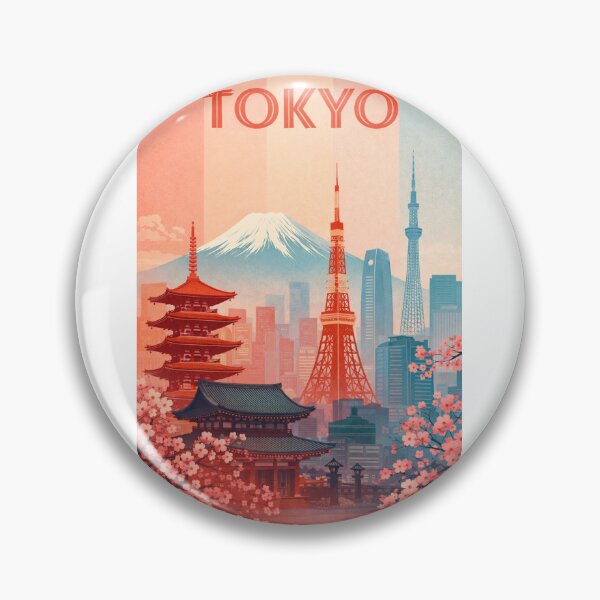 Item preview, Tokyo View with Mount Fuji, Tokyo Tower and Skytree Amid Cherry Blossoms designed and sold by Aryabek.