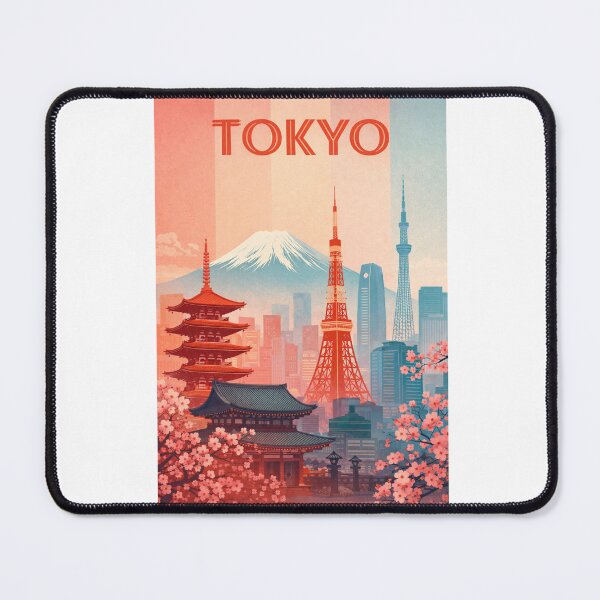Item preview, Tokyo View with Mount Fuji, Tokyo Tower and Skytree Amid Cherry Blossoms designed and sold by Aryabek.