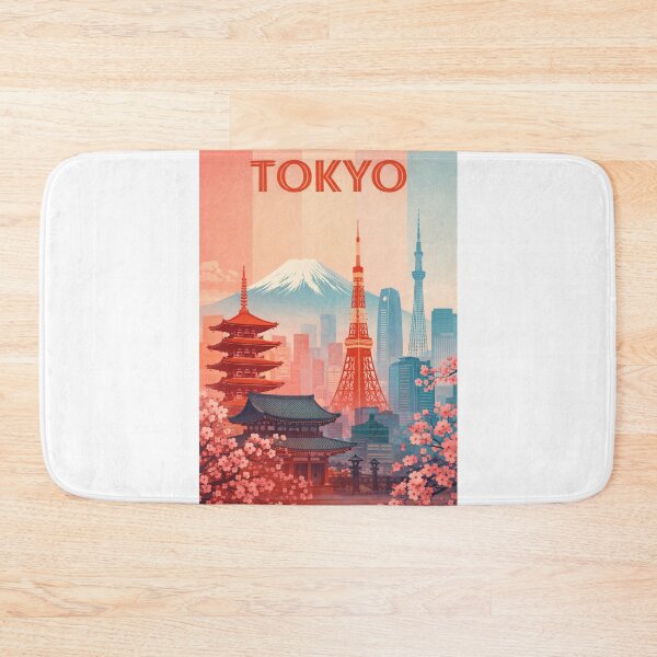 Item preview, Tokyo View with Mount Fuji, Tokyo Tower and Skytree Amid Cherry Blossoms designed and sold by Aryabek.