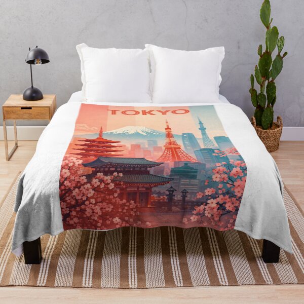 Item preview, Tokyo View with Mount Fuji, Tokyo Tower and Skytree Amid Cherry Blossoms designed and sold by Aryabek.
