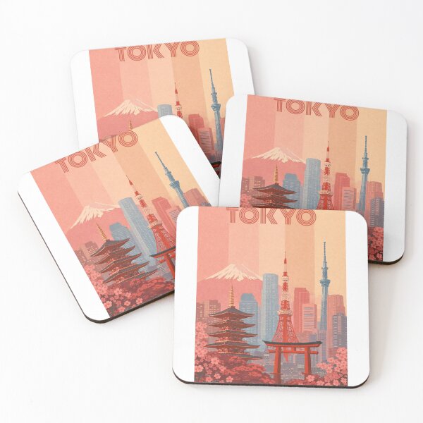 Item preview, Tokyo Skyline with Pagoda, Tokyo Tower and Torii Gate in Bloom designed and sold by Aryabek.
