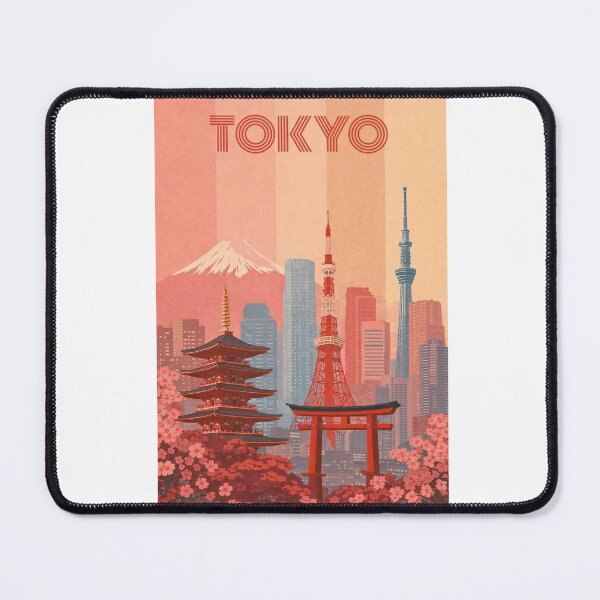 Item preview, Tokyo Skyline with Pagoda, Tokyo Tower and Torii Gate in Bloom designed and sold by Aryabek.