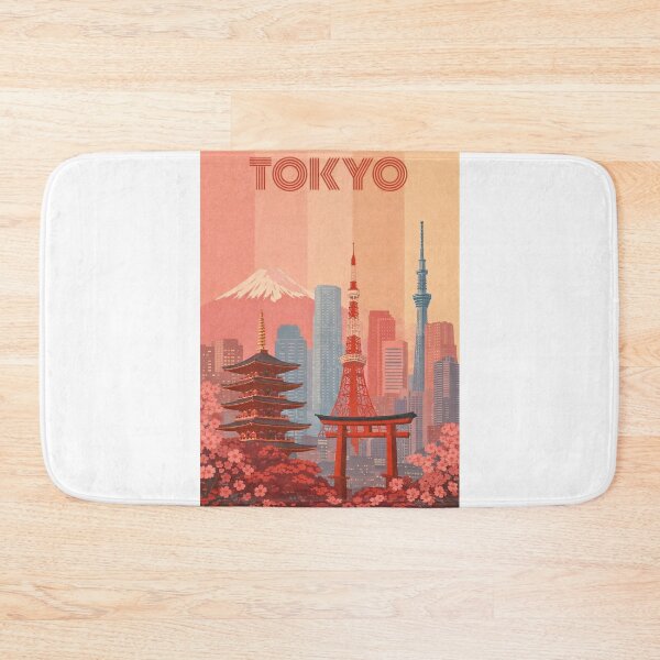 Item preview, Tokyo Skyline with Pagoda, Tokyo Tower and Torii Gate in Bloom designed and sold by Aryabek.