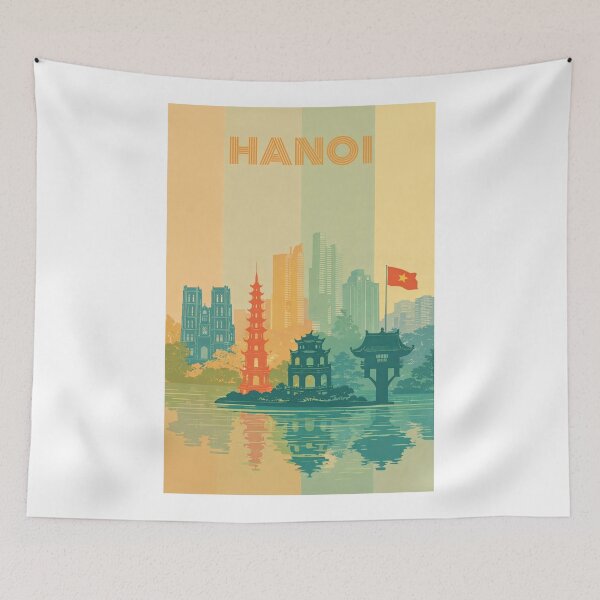 Item preview, Hanoi Landmark Scene with Hoan Kiem Lake, Tran Quoc Pagoda and St. Joseph’s Cathedral designed and sold by Aryabek.