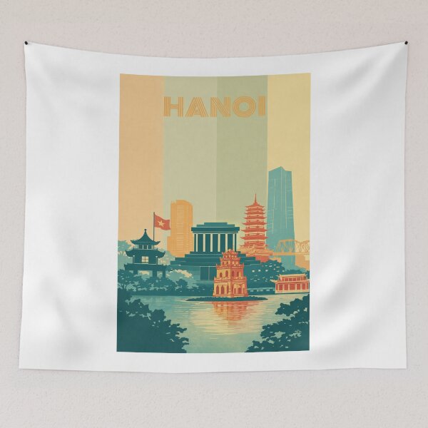 Item preview, Hanoi Monuments with Ho Chi Minh Mausoleum, Temple and Cityscape designed and sold by Aryabek.