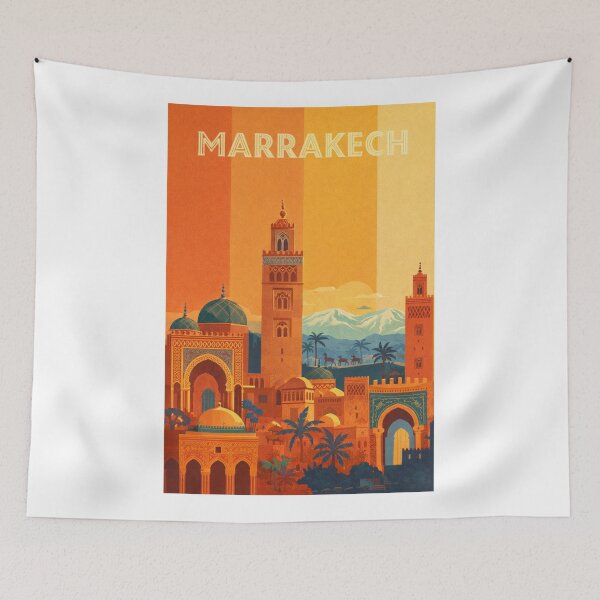 Item preview, Marrakech Architecture with Koutoubia Mosque, Medina Gates and Atlas Mountains designed and sold by Aryabek.