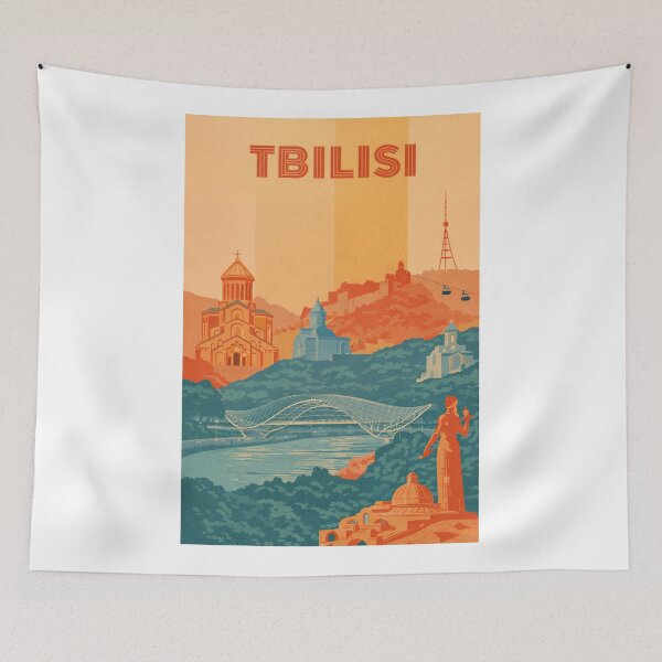 Item preview, Tbilisi Landmarks with Holy Trinity Cathedral, Bridge of Peace and Narikala Fortress designed and sold by Aryabek.