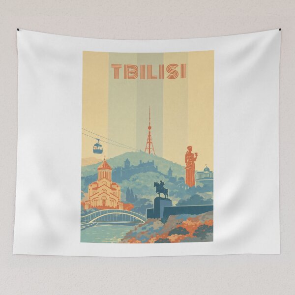 Item preview, Tbilisi Panorama with Metekhi Cathedral, Cable Car and Mother of Georgia designed and sold by Aryabek.