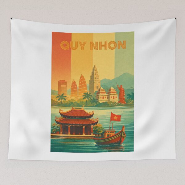 Item preview, Quy Nhon Coastal Landmarks with Cham Towers and Tháp Đôi designed and sold by Aryabek.