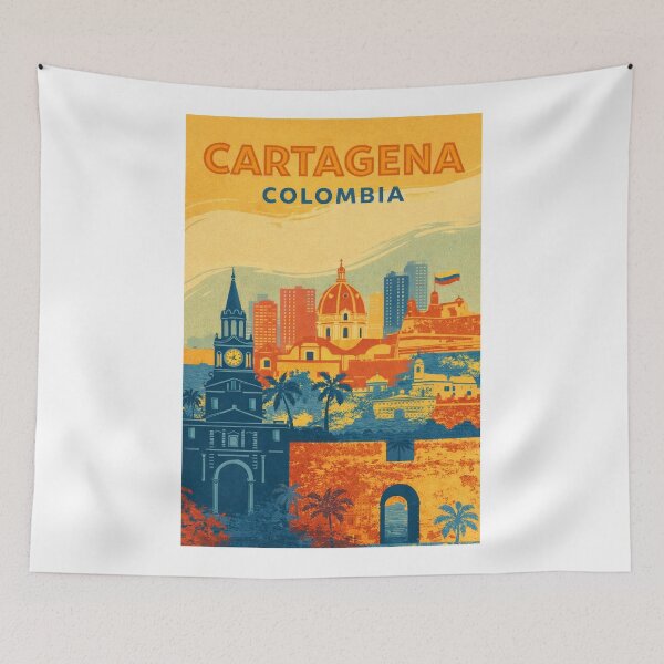 Item preview, Cartagena Historic Skyline with Clock Tower and Cathedral designed and sold by Aryabek.