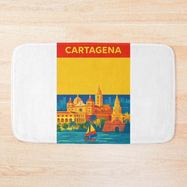 Item preview, Cartagena Cathedral with Clock Tower and Caribbean Coastline designed and sold by Aryabek.