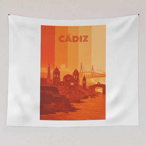 Item preview, Cádiz Seafront with Cathedral, San Sebastián Castle and Bridge View designed and sold by Aryabek.