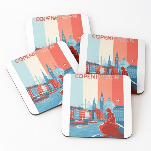 Item preview, Copenhagen Waterfront with Nyhavn, The Little Mermaid and Frederiks Church designed and sold by Aryabek.