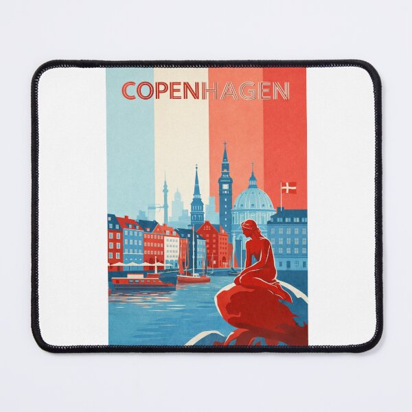 Item preview, Copenhagen Waterfront with Nyhavn, The Little Mermaid and Frederiks Church designed and sold by Aryabek.