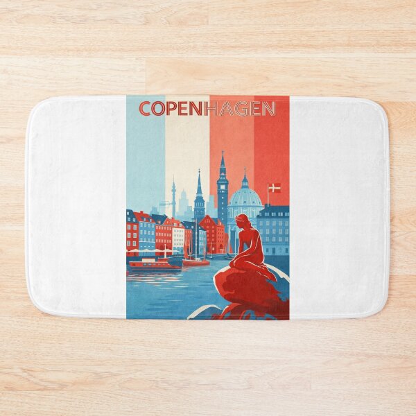 Item preview, Copenhagen Waterfront with Nyhavn, The Little Mermaid and Frederiks Church designed and sold by Aryabek.