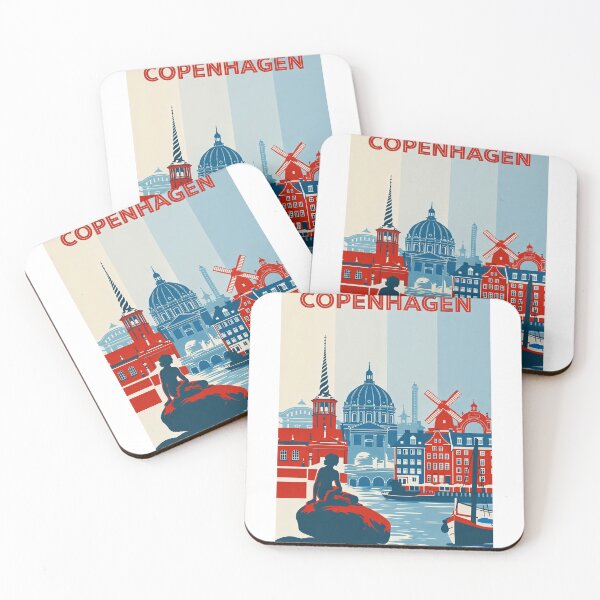 Item preview, Copenhagen Landmarks with The Little Mermaid and Nyhavn Canal Scene designed and sold by Aryabek.