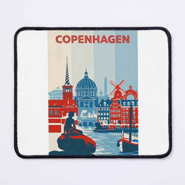 Item preview, Copenhagen Landmarks with The Little Mermaid and Nyhavn Canal Scene designed and sold by Aryabek.