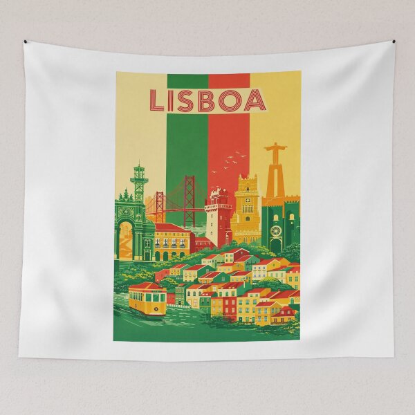 Item preview, Lisboa Cityscape with Belém Tower, Christ the King and Alfama Hills designed and sold by Aryabek.